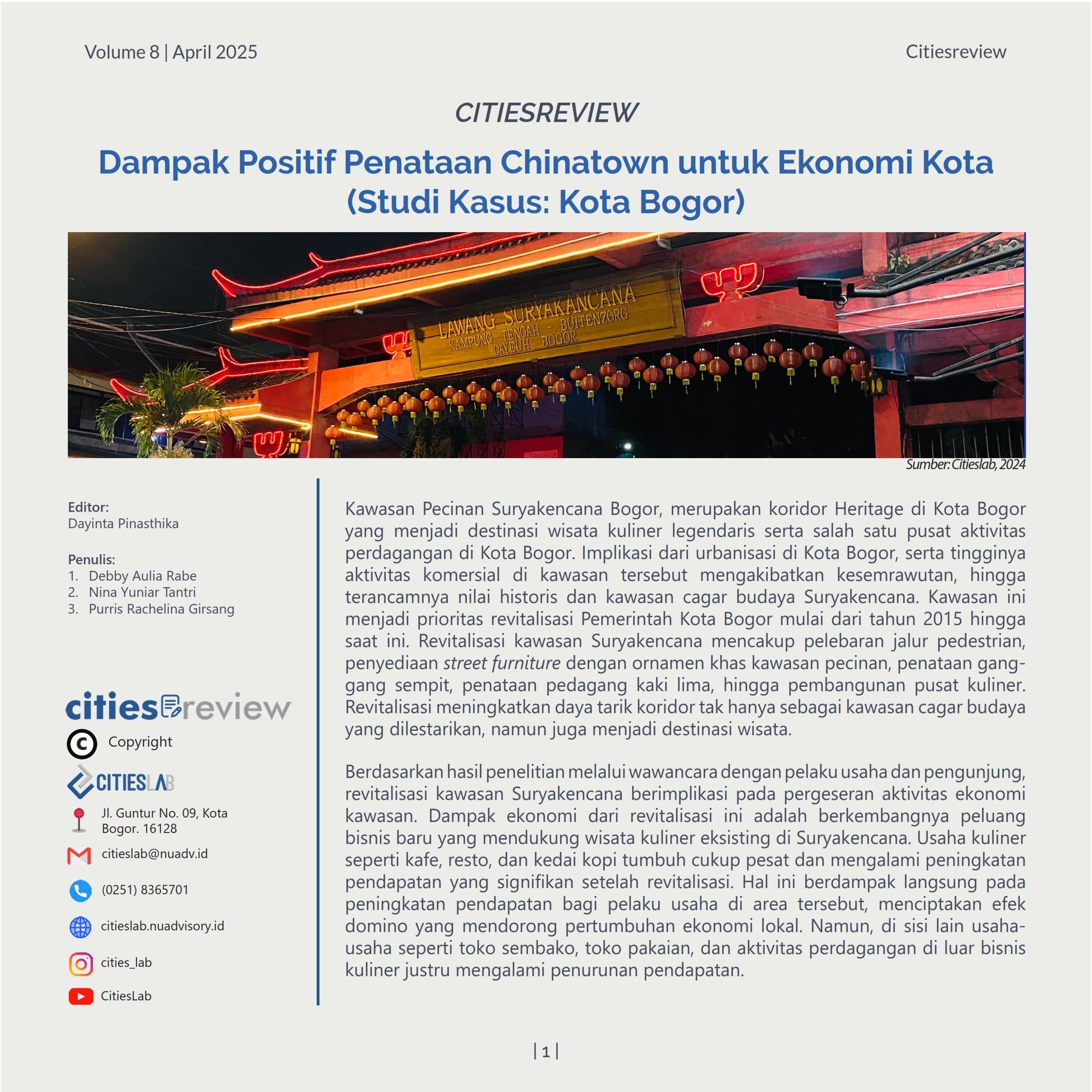 Citiesreview 8: Dampak Positif Penataan Chinatown untuk Ekonomi Kota